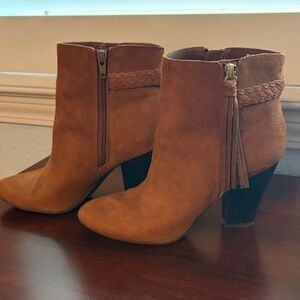 a.n.a Brown Ankle Booties with Braided Detail